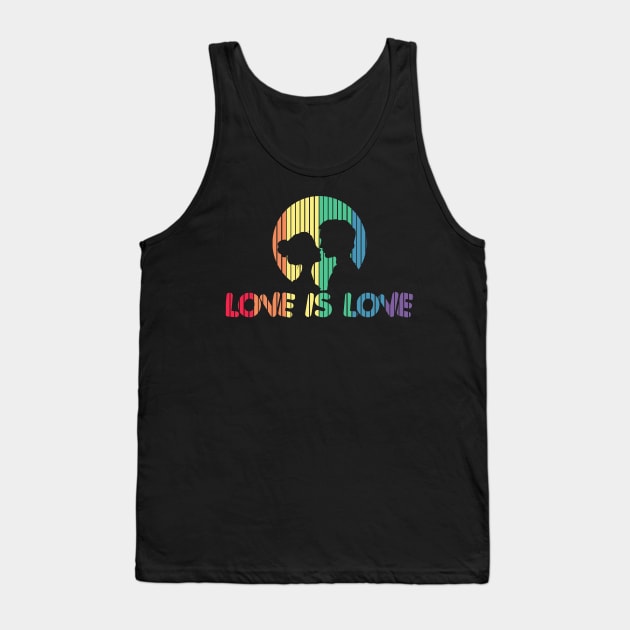 Adorable Love is Love Colorful Rainbow Silhouette Tank Top by theperfectpresents